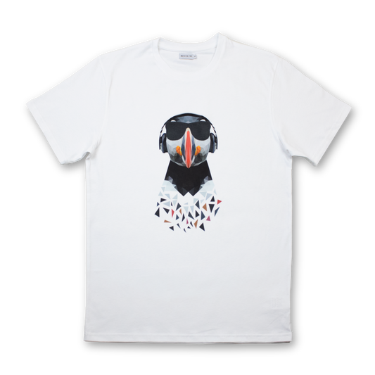 Organic short-sleeve t-shirt - White - DJ P the Puffin