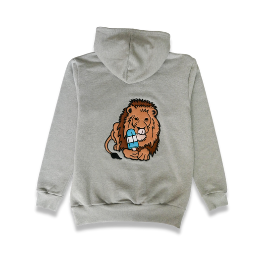 Hoodie Grey - Lion with ice lolly