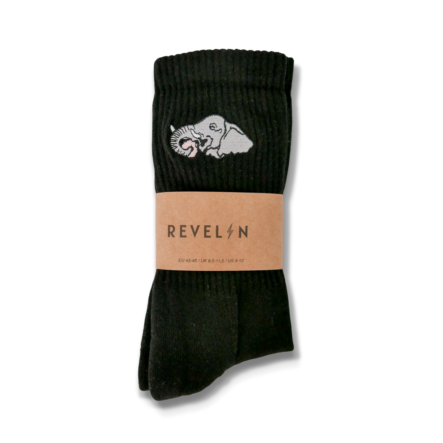 Organic black cotton socks - Elephant eating donut
