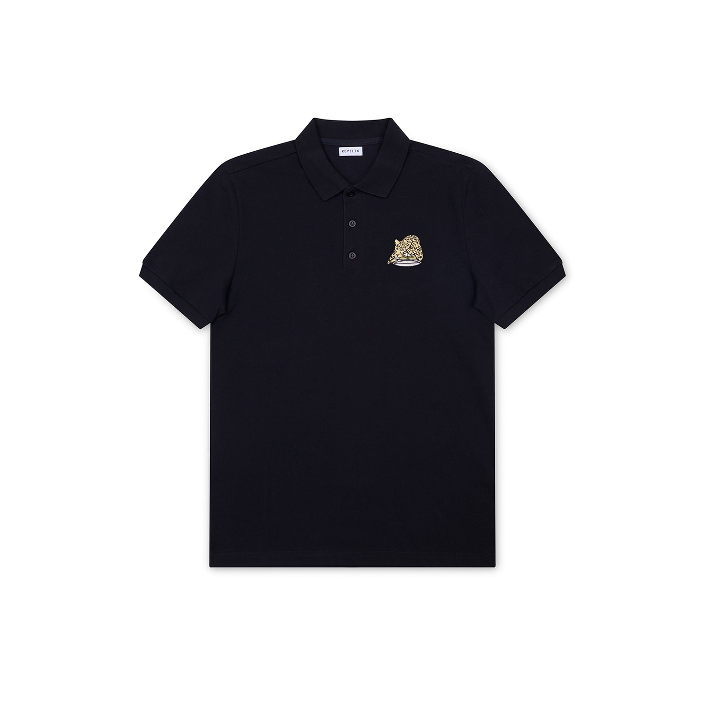 Organic polo black - Leopard lounging with hat