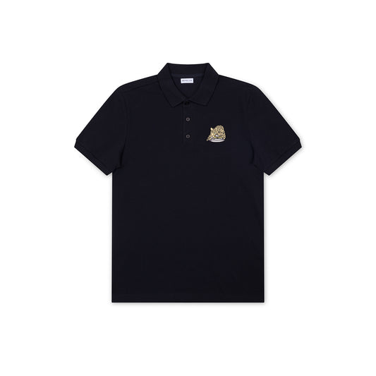 Organic polo black - Leopard lounging with hat