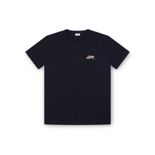 Organic short-sleeve t-shirt black - Mama and baby leopard