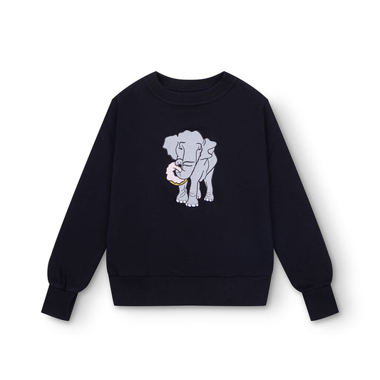 Children's crewneck jumper - Donut eating elephant