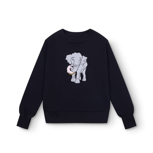 Crewneck sweatshirt black - Donut eating elephant