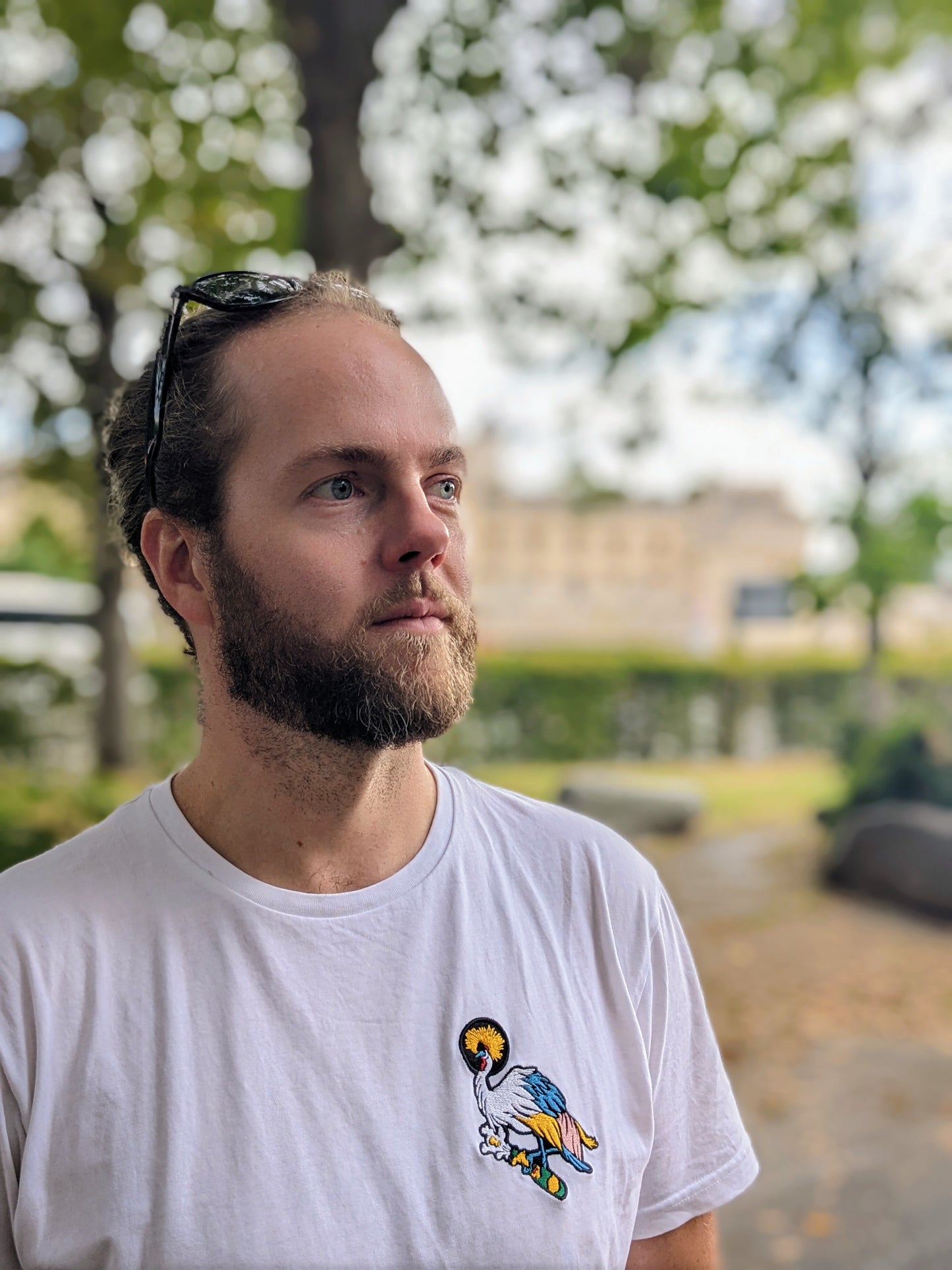 Organic short-sleeve t-shirt white - Champagne Crane