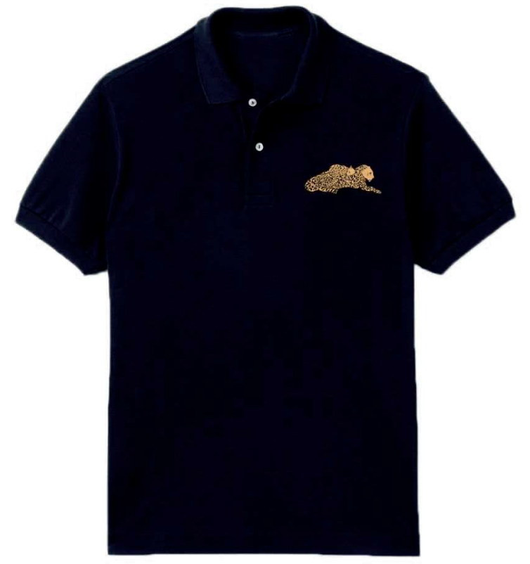 Organic polo navy - Mama and baby leopard