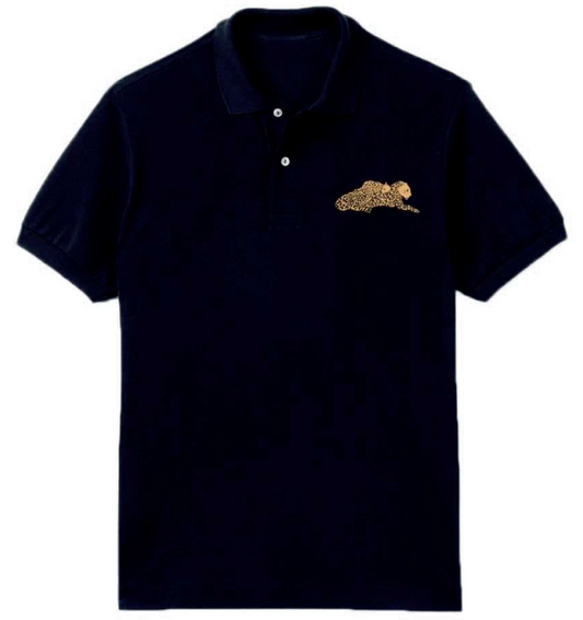 Organic polo navy - Mama and baby leopard