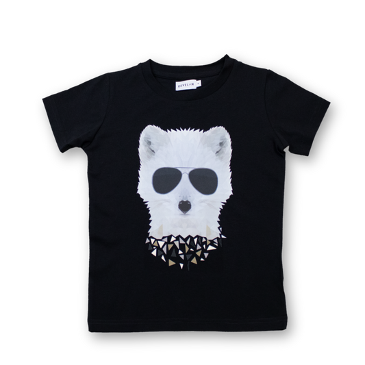 Children's T-shirt - Black - Arnie the Arctic Fox